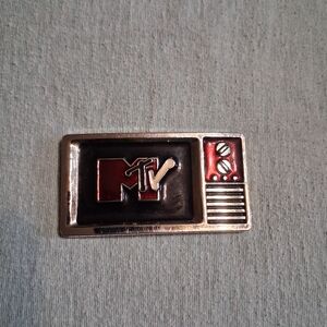 MTV Vintage TV Enamel Pin in Black and Red